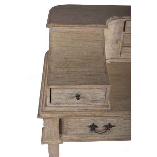 Vista de los detalles del Escritorio Louis Artisans Keen Replicas tallado a mano madera maciza