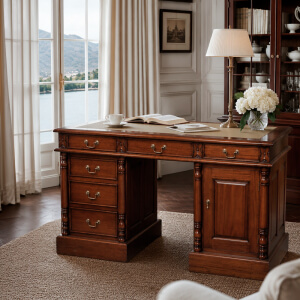 Escritorio-clasico-Doble-Pedestal-Colonial-keen-caoba