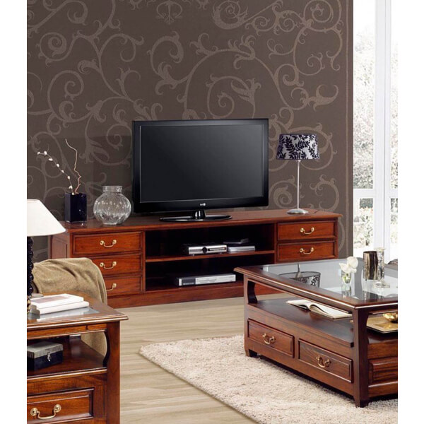 Mueble de tv 6 cajones en caoba
