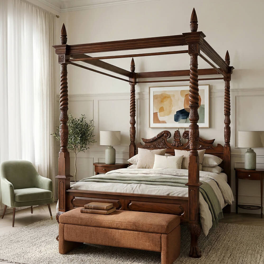 cama reina Ana keen caoba